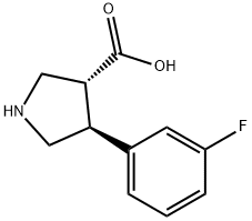 3-Pyrrolidinecarboxylic acid, 4-(3-fluorophenyl)-, (3R,4S)- Struktur