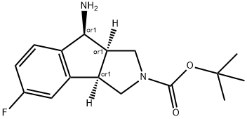 Indeno[1,2- c ]pyrrole-2(1 H )-carboxylic acid, 8-
amino-5-fluoro-3,3a,8,8a-tetrahydro-, 1,1-
dimethylethyl ester, (3aR ,8S ,8aR )- rel - Structure