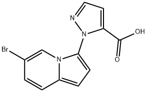 1-(6-溴吲哚嗪-3-基)-1H-吡唑-5-羧酸, 1263180-88-6, 结构式