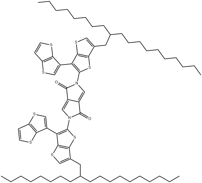 2,5-双(2-辛基十二烷基)-3,6-双(噻吩并[3,2-B]噻吩-2-基)-2,5-二氢吡咯并[3.4-C]吡咯-1,4-二酮(DBTBOD-1), 1270977-94-0, 结构式