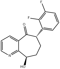 5H-Cyclohepta[b]pyridin-5-one, 6-(2,3-difluorophenyl)-6,7,8,9-tetrahydro-9-hydroxy-, (6S,9R)- Struktur