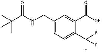 Benzoic acid, 5-[[(2,2-dimethyl-1-oxopropyl)amino]methyl]-2-(trifluoromethyl)- Struktur