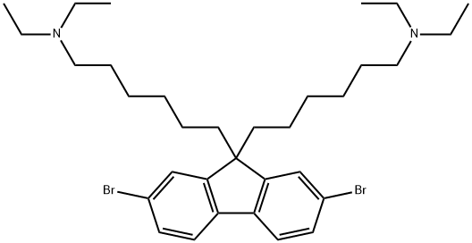 2,7-dibromo-9,9-bis(6-(N,N-diethylamino)hexyl)fluorene, 1305335-05-0, 结构式