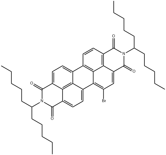 5-bromo-2,9-bis(1-pentylhexyl)-anthra[2,1,9-def:6,5,10-d'e'f']diisoquinoline-1,3,8,10(2H,9H)-tetrone 结构式
