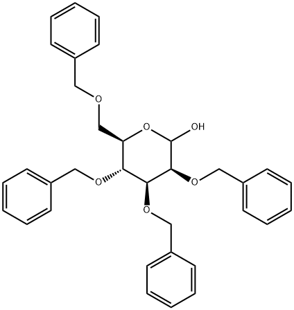 (3S,4S,5R,6R)-3,4,5-tris(Benzyloxy)-6-((benzyloxy)methyl)tetrahydro-2H-pyran-2-ol 结构式