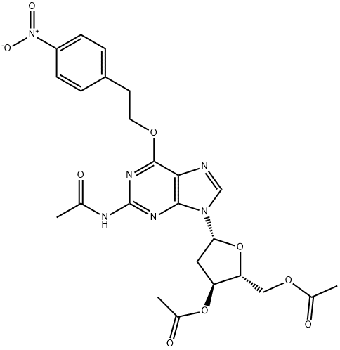 Guanosine, N-acetyl-2'-deoxy-6-O-[2-(4-nitrophenyl)ethyl]-, 3',5'-diacetate (9CI)
