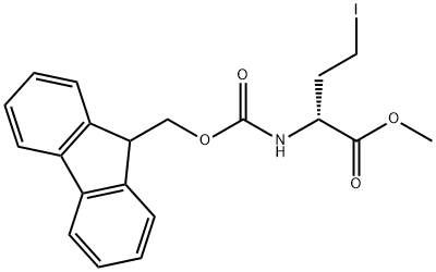 Butanoic acid, 2-[[(9H-fluoren-9-ylmethoxy)carbonyl]amino]-4-iodo-, methyl ester, (2R)- Structure