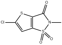 Thieno[2,3-d]isothiazol-3(2H)-one, 5-chloro-2-methyl-, 1,1-dioxide 化学構造式