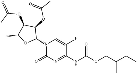 2’,3’-Di-O-acetyl-5'-deoxy-5-fluoro-N-[(2-methylbutoxy)carbonyl]cytidine 化学構造式
