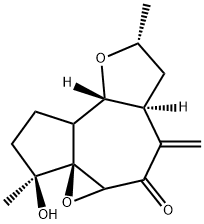 (3R,3As,3Bs,6As,8As,9Ar)-Octahydro-3-Hydroxy-3,8A-DiMethyl-6-Methylene-1H-Oxireno[8,8A]Azuleno[4,5-B]Furan-5(6H)-One 化学構造式