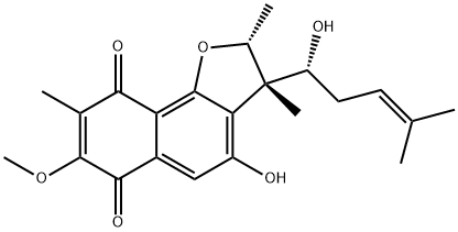 (2R)-2,3-ジヒドロ-4-ヒドロキシ-3α-[(R)-1-ヒドロキシ-4-メチル-3-ペンテニル]-7-メトキシ-2α,3,8-トリメチルナフト[1,2-b]フラン-6,9-ジオン 化学構造式