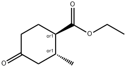 Cyclohexanecarboxylic acid, 2-methyl-4-oxo-, ethyl ester, (1R,2R)-rel- Structure