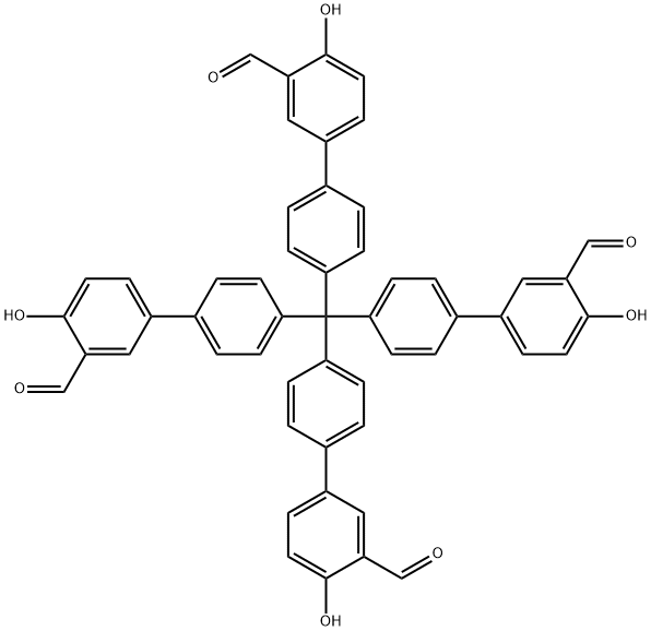 4',4''',4''''',4'''''''-methanetetrayltetrakis(4-hydroxy-[1,1'-biphenyl]-3-carbaldehyde) 结构式