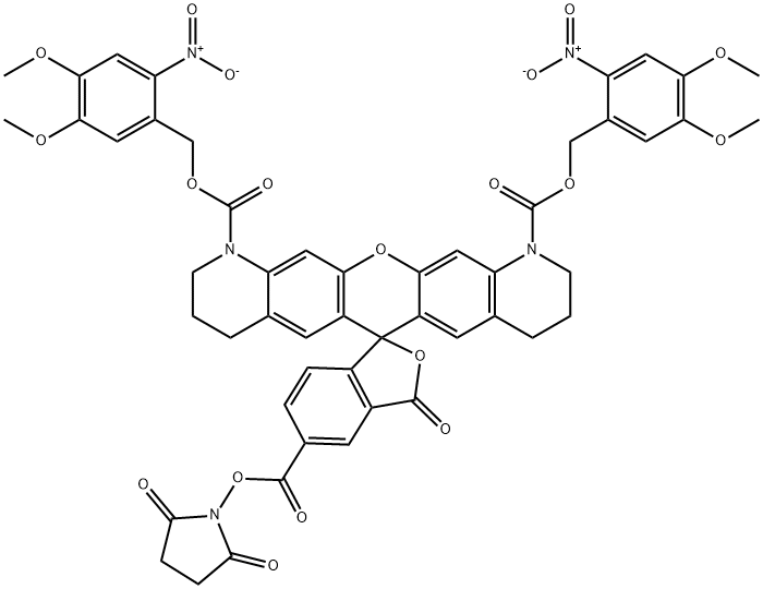 ortho-nitroveratryloxycarbonyl-Q-rhodamine-5-succinimidyl ester Structure