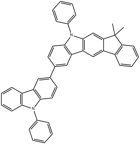 Indeno[2,1-b]carbazole, 5,7-dihydro-7,7-dimethyl-5-phenyl-2-(9-phenyl-9H-carbazol-3-yl)- Structure