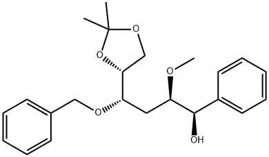 D-ribo-Hexitol, 3-deoxy-2-O-methyl-5,6-O-(1-methylethylidene)-1-C-phenyl-4-O-(phenylmethyl)-, (1R)- 结构式