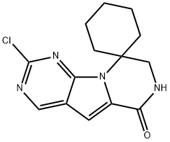 Spiro[cyclohexane-1,9'(6'H)-pyrazino[1',2':1,5]pyrrolo[2,3-d]pyrimidin]-6'-one, 2'-chloro-7',8'-dihydro- 化学構造式