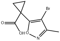 Cyclopropanecarboxylic acid, 1-(4-bromo-3-methyl-5-isoxazolyl)- Struktur