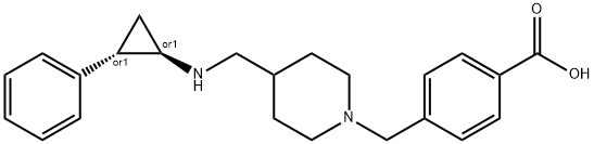 Benzoic acid, 4-?[[4-?[[[(1R,?2S)?-?2-?phenylcyclopropyl]?amino]?methyl]?-?1-?piperidinyl]?methyl]?-?, rel- Structure