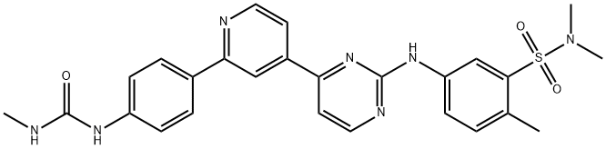 Benzenesulfonamide, N,N,2-trimethyl-5-[[4-[2-[4-[[(methylamino)carbonyl]amino]phenyl]-4-pyridinyl]-2-pyrimidinyl]amino]-|化合物T35529