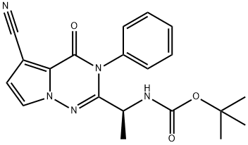 (S)-(1-(5-氰基-4-氧代-3-苯基-3,4-二氢吡咯并[2,1-F][1,2,4]三嗪-2-基)乙基)氨基甲酸叔丁酯,1403942-79-9,结构式