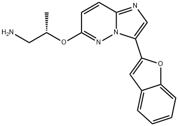 (S)-2-((3-(benzofuran-2-yl)imidazo[1,2-b]pyridazin-6-yl)oxy)propan-1-amine,1426928-57-5,结构式