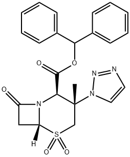 5-Thia-1-azabicyclo[4.2.0]octane-2-carboxylic acid, 3-methyl-8-oxo-3-(1H-1,2,3-triazol-1-yl)-, diphenylmethyl ester, 5,5-dioxide, (2R,3S,6R)- Structure