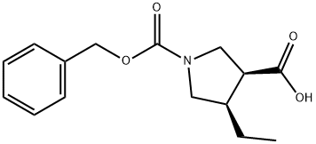 (3S,4R)-1-((苄氧基)羰基)-4-乙基吡咯烷-3-羧酸, 1428243-69-9, 结构式