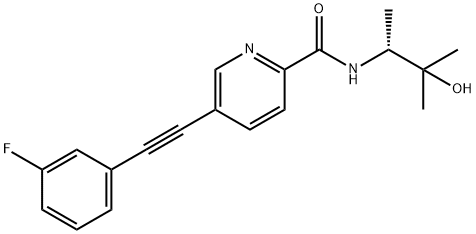 2-Pyridinecarboxamide, 5-[2-(3-fluorophenyl)ethynyl]-N-[(1R)-2-hydroxy-1,2-dimethylpropyl]- Struktur