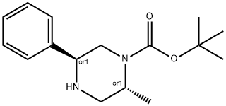 rel-tert-butyl (2R,5S)-2-methyl-5-phenylpiperazine-1-carboxylate Struktur