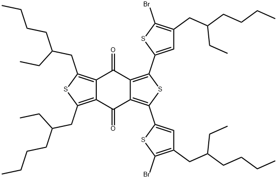 1,3-bis(5-bromo-4-(2-ethylhexyl)thiophen-2-yl)-5,7-bis(2-ethylhexyl)benzo[1,2-c:4,5-c']dithiophene-4,8-dione 化学構造式