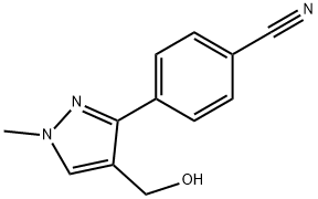 4-[4-(hydroxymethyl)-1-methyl-1H-pyrazol-3-yl]benzonitrile Structure