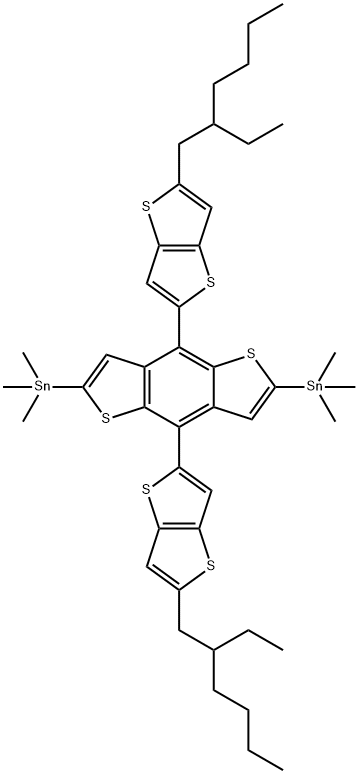 2,6-二(三甲基锡)-4,8-二(5-(2-乙基己基)噻吩-2-基)-苯并并二噻吩, 1444200-40-1, 结构式