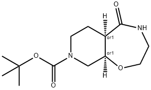 Racemic-(5aR,9aR)-tert-butyl 5-oxooctahydropyrido[4,3-f][1,4]oxazepine-8(2H)-carboxylate Struktur