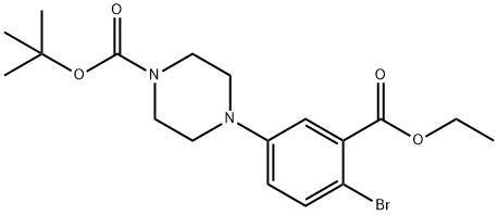 1-Piperazinecarboxylic acid, 4-[4-bromo-3-(ethoxycarbonyl)phenyl]-, 1,1-dimethylethyl ester 化学構造式