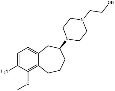 (S)-2-(4-(2-amino-1-methoxy-6,7,8,9-tetrahydro-5H-benzo[7]annulen-6-yl)piperazin-1-yl)ethan-1-ol Struktur