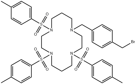 1,4,8,11-Tetraazacyclotetradecane, 1-[[4-(bromomethyl)phenyl]methyl]-4,8,11-tris[(4-methylphenyl)sulfonyl]- Structure