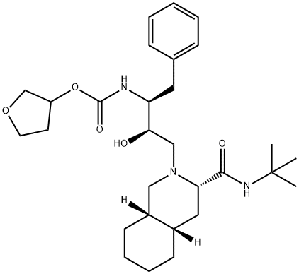 Carbamic acid, [(1S,2R)-3-[(3S,4aS,8aS)-3-[[(1,1-dimethylethyl)amino]carbonyl]octahydro-2(1H)-isoquinolinyl]-2-hydroxy-1-(phenylmethyl)propyl]-, (3S)-tetrahydro-3-furanyl ester (9CI) Struktur