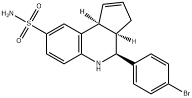 4β-(4-ブロモフェニル)-3aα,4,5,9bα-テトラヒドロ-3H-シクロペンタ[c]キノリン-8-スルホンアミド 化学構造式
