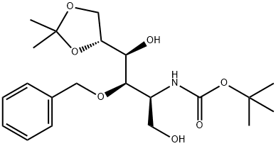 D-Glucitol, 2-deoxy-2-(1,1-dimethylethoxy)carbonylamino-5,6-O-(1-methylethylidene)-3-O-(phenylmethyl)-,149625-44-5,结构式