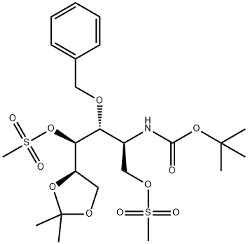 D-Glucitol, 2-deoxy-2-(1,1-dimethylethoxy)carbonylamino-5,6-O-(1-methylethylidene)-3-O-(phenylmethyl)-, 1,4-dimethanesulfonate,149625-45-6,结构式