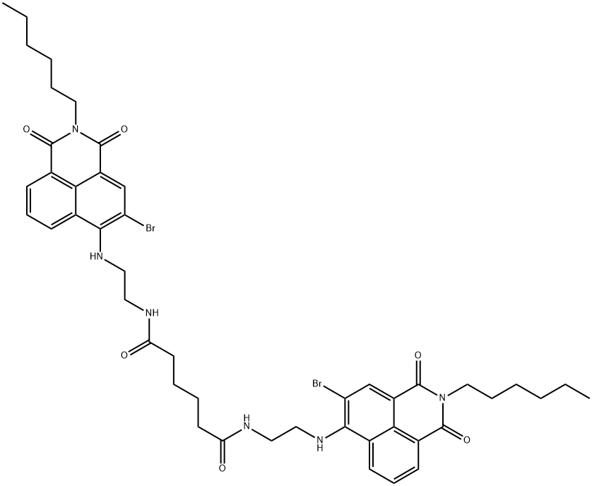 1,14-bis-(N-hexyl-3'-bromo-1,8'-naphthalimide-4'-yl)-1,4,11,14-tetraazatetradecane-5,10-dione,149849-59-2,结构式