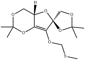 Spiro1,3-dioxolane-4,6-6Hfuro3,2-d1,3dioxin, 4,4a-dihydro-2,2,2,2-tetramethyl-7-(methylthio)methoxy-, (4aS-cis)- 结构式