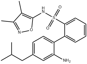 N-(3,4-ジメチルイソオキサゾール-5-イル)-2′-アミノ-4′-(2-メチルプロピル)-1,1′-ビフェニル-2-スルホンアミド 化学構造式