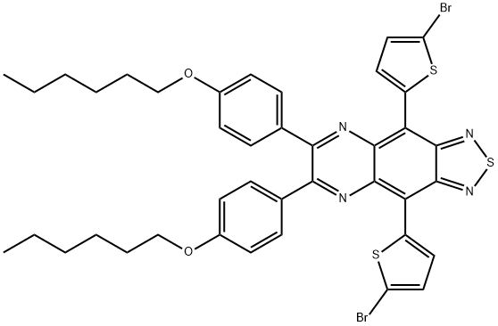 IN1620, 4,9-Bis-(5-bromo-thiophen-2-yl)-6,7-bis-(4-hexyloxy-phenyl)-2-thia-1, 3, 5,8-tetraaza-cyclopenta[b]naphthalene|4,9-BIS-(5-BROMO-THIOPHEN-2-YL)-6,7-BIS-(4-HEXYLOXY-PHENYL)-2-THIA-1, 3, 5,8-TETRAAZA-CYCLOPENTA[B]NAPHTHALENE