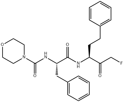 4-Morpholinecarboxamide, N-[(1S)-2-[[(1S)-3-fluoro-2-oxo-1-(2-phenylethyl)propyl]amino]-2-oxo-1-(phenylmethyl)ethyl]- Structure