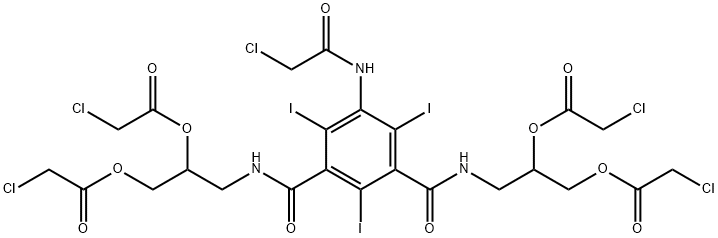 Acetic acid, 2-chloro-, 1,1',1'',1'''-[[5-[(2-chloroacetyl)amino]-2,4,6-triiodo-1,3-phenylene]bis(carbonylimino-3,1,2-propanetriyl)] ester Struktur