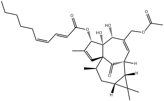 3-O-(2'E,4'Z-癸二烯酰基)-20-O-乙酰巨大戟二萜醇,158850-76-1,结构式