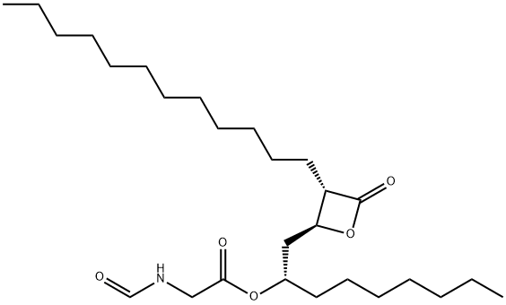 Glycine, N-formyl-, (1S)-1-[[(2S,3S)-3-dodecyl-4-oxo-2-oxetanyl]methyl]octyl ester,160669-45-4,结构式