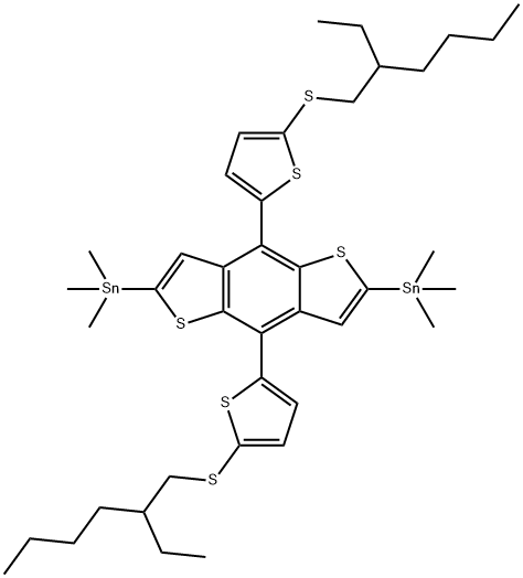 (4,8-bis(5-((2-ethylhexyl)thio)thiophen-2-yl)benzo[1,2-b:4,5-b']dithiophene-2,6-diyl)bis(trimethylstannane) Structure